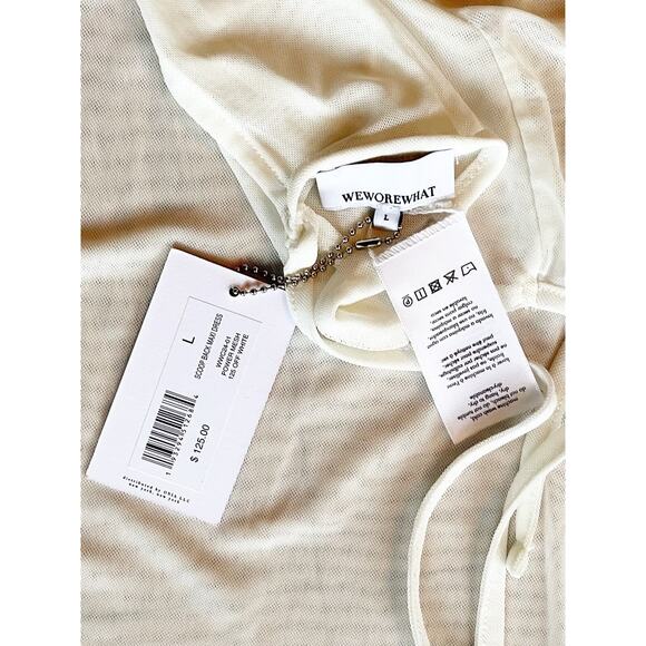 WEWOREWHAT Scoop Back Maxi Dress Power Mesh Off White Cover Up Slip Large NWT - Picture 4 of 10